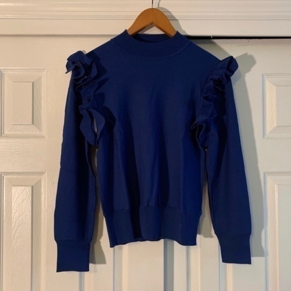 Halogen Detachable Sleeve Sweater Blue Medium - Picture 4 of 8